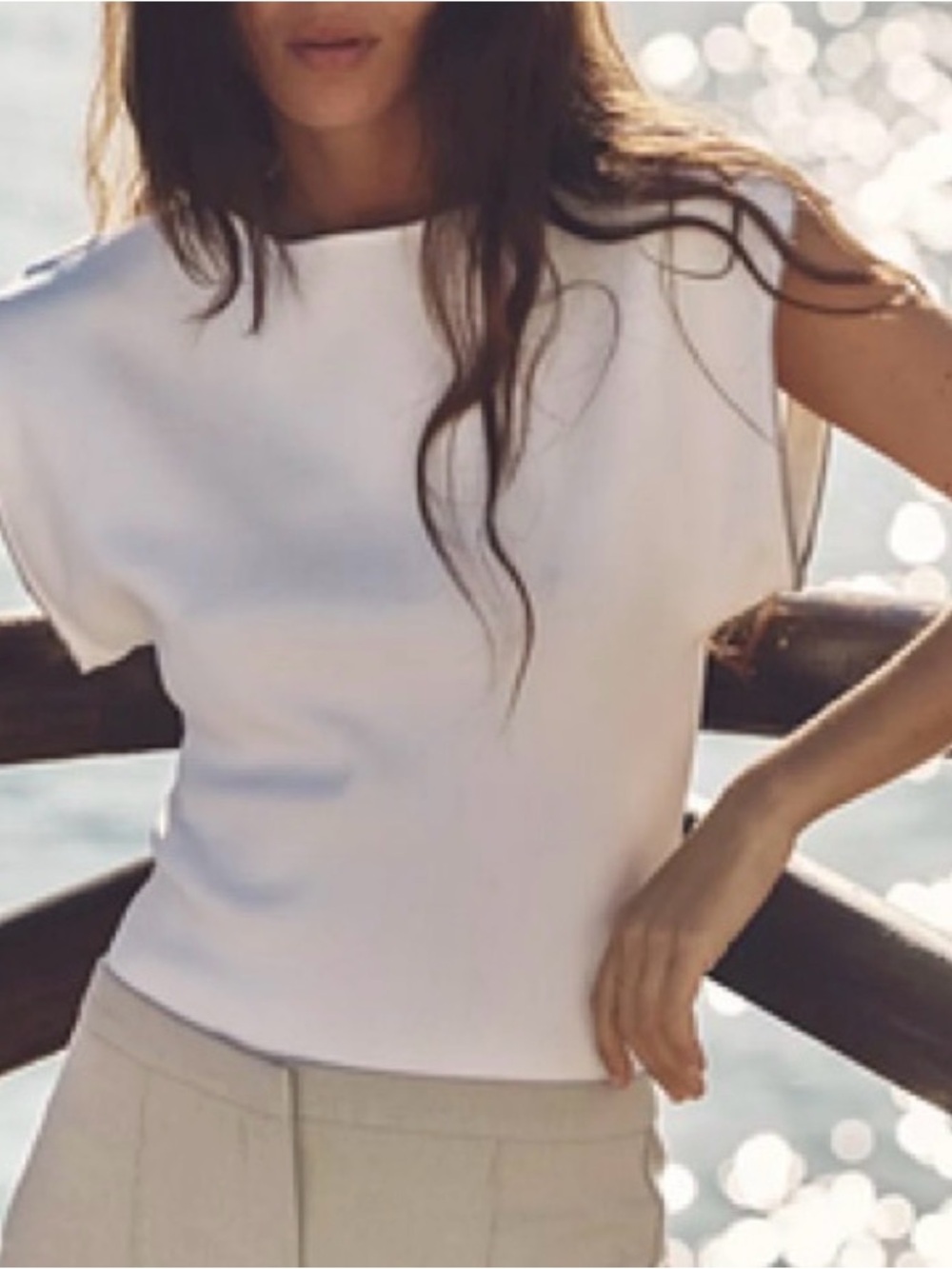 ZARA ZIPPER SLEEVE KNIT TOP